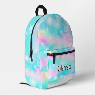 Personalised Pretty Colourful Modern Girly Rainbow Printed Backpack