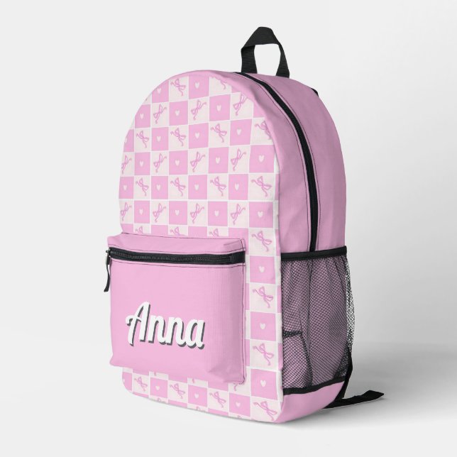 Personalised Pretty Colourful Modern Girly Rainbow Printed Backpack (Back Corner Right)