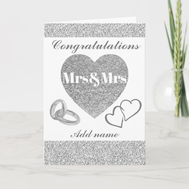 Personalised pretty congratulations mrs&mrs card (Front)