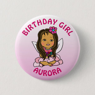 Personalised Pretty Fairy Birthday Girl 6 Cm Round Badge