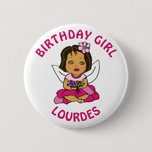 Personalised Pretty Fairy Birthday Girl 6 Cm Round Badge