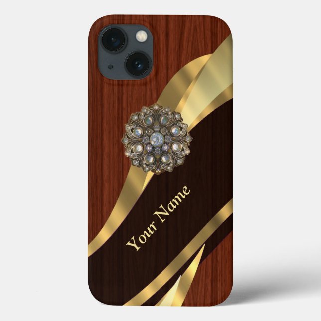 Personalised pretty faux cherry wood Case-Mate iPhone case (Back)
