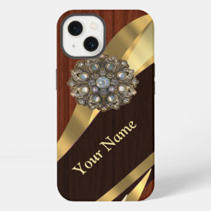 Personalised pretty faux cherry wood iPhone 13 case