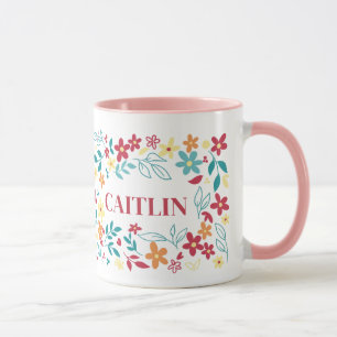 Personalised Pretty Floral Name Mug –