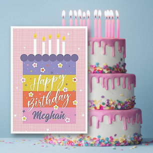 Personalised Pretty Happy Birthday  Card
