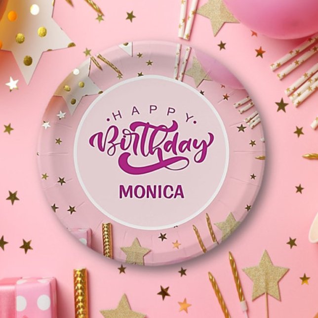 Personalised PRETTY Happy Birthday  Paper Plate (Creator Uploaded)