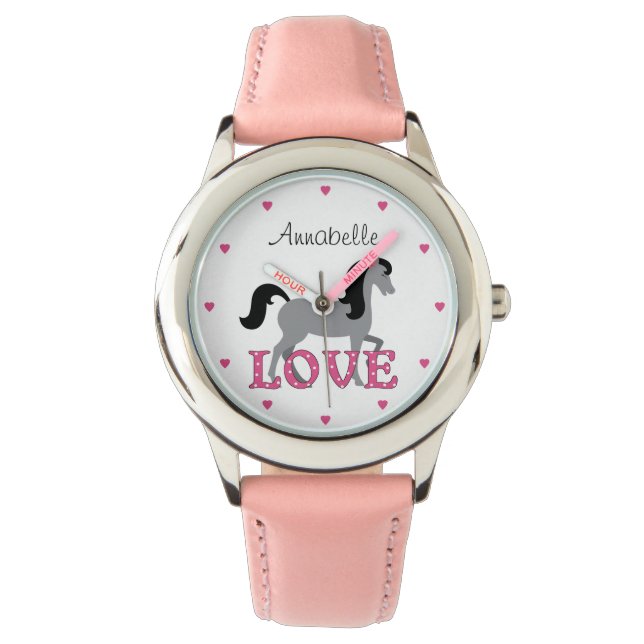 Personalised Pretty Horse and Pink Love Watch (Front)