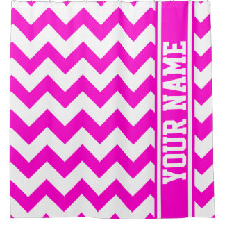 Personalised Pretty In Hot Pink Chevron Pattern Shower Curtain
