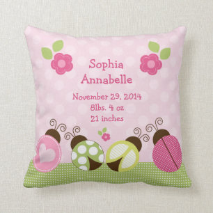Personalised "Pretty Ladybugs & Flowers" Pillow