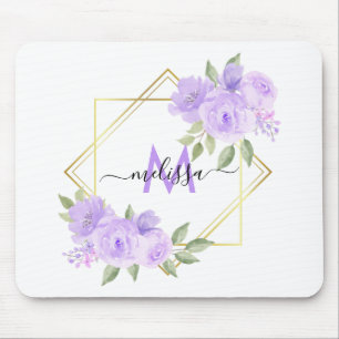 Personalised Pretty Lilac Floral Mouse Pad