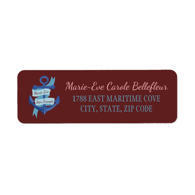 Personalised Pretty Nautical Blue Anchor Wedding (Front)