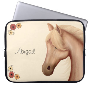 Personalised Pretty Palomino Pony n Flowers Horse Laptop Sleeve