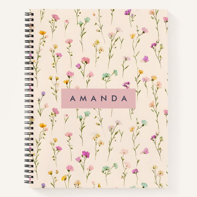 Personalised Pretty Pastel Blossoms Notebook (Front)