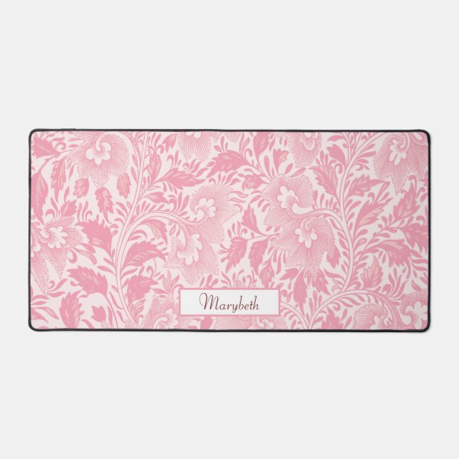 Personalised Pretty Pink Boho Floral Desk Mat (Front)