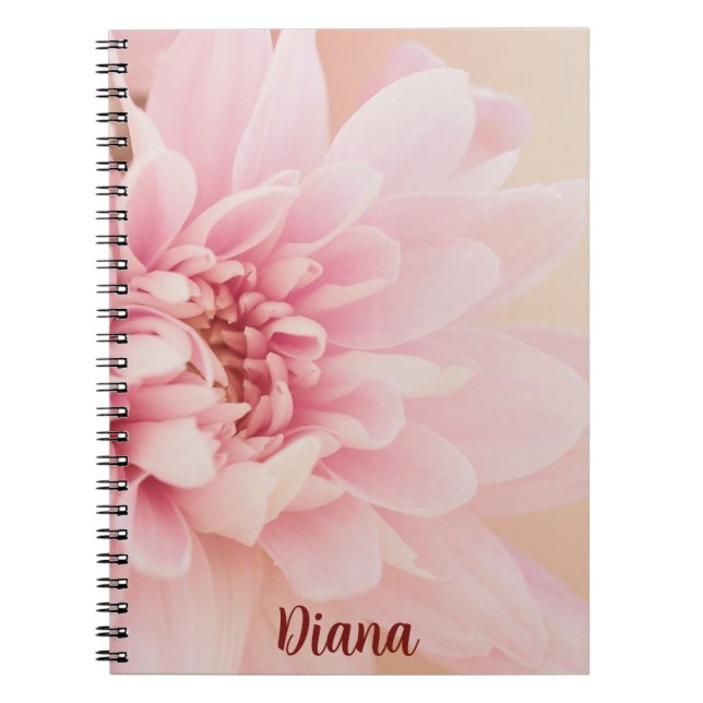 Personalised Pretty Pink Dahlia Notebook (Front)