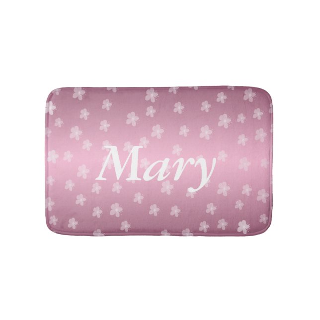 Personalised Pretty Pink Floral Bath Mat (Front)