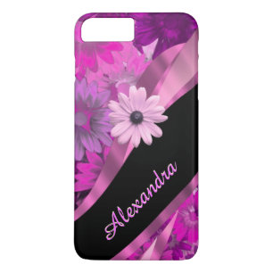 Personalised pretty pink floral pattern iPhone 8 plus/7 plus case