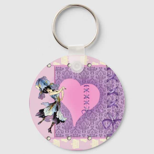 Personalised pretty pink gift ideas for girls key ring (Front)