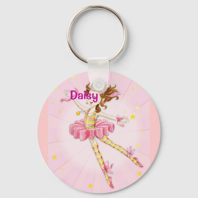 Personalised pretty pink gift ideas for girls key ring (Front)