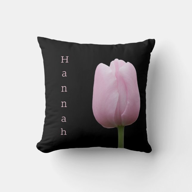 Personalised Pretty Pink Tulip Cushion (Front)