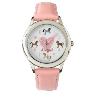 Personalised Pretty Ponies and Pink Heart Horse Watch