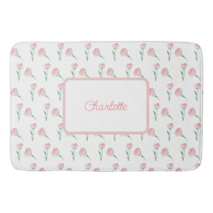 Personalised Pretty Preppy Peony Placemat Bath Mat