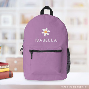 Personalised Pretty Purple Daisy Girl Printed Backpack