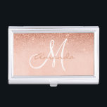 Personalised Pretty Rose Gold Trendy Monogram Business Card Holder<br><div class="desc">This design was created though digital art. It may be personalised in the area provided or customising by choosing the click to customise further option and changing the name, initials or words. You may also change the text colour and style or delete the text for an image only design. Contact...</div>
