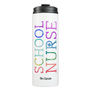 Personalised Pretty School Nurse Typography Thermal Tumbler