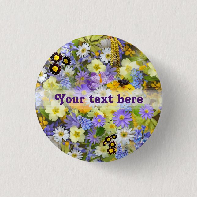 Personalised Pretty Spring Flowers 3 Cm Round Badge (Front)
