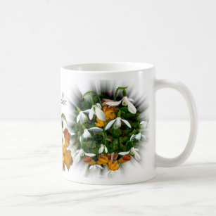 Personalised Pretty Spring Snowdrops Custom Text Coffee Mug