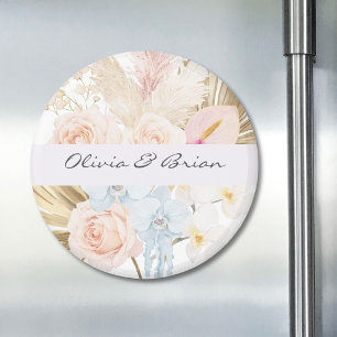 Personalised Pretty Tropical Flower Bouquet Floral Magnet