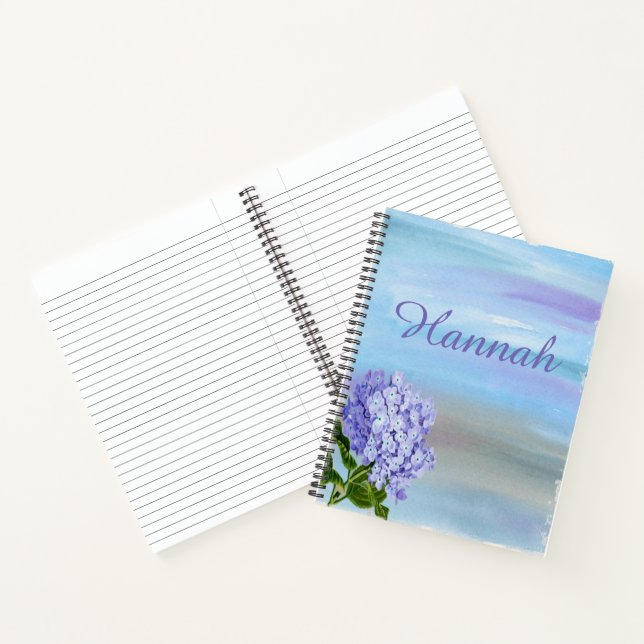 Personalised Pretty Watercolor Hydrangea Notebook (Inside)