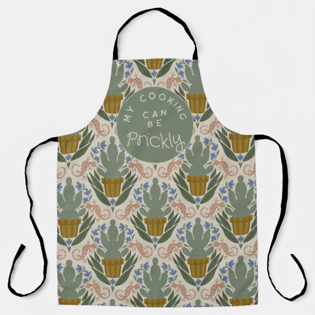 Personalised Prickly Cactus All-Over Print Apron (Front)