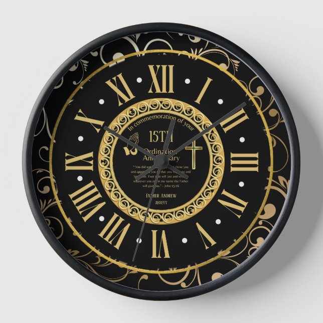 Personalised Priest Anniversary Ordination Clock (Front)