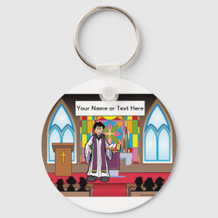 Personalised Priest - Male Cartoon Key Ring