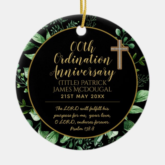 Personalised Priest Ordination Anniversary Gift Ceramic Tree Decoration (Front)
