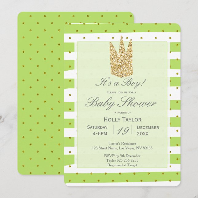 Personalised Prince Baby Shower Invitation (Front/Back)