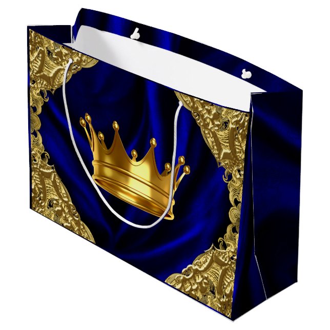 Personalised Prince Baby Shower Large Gift Bag (Back Angled)