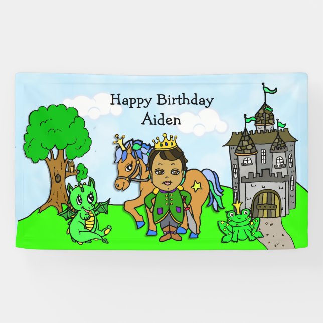 Personalised  Prince Birthday Banner (Horizontal)