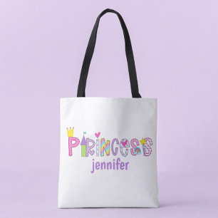 Personalised Princess Alphabet Bright Colourful  Tote Bag