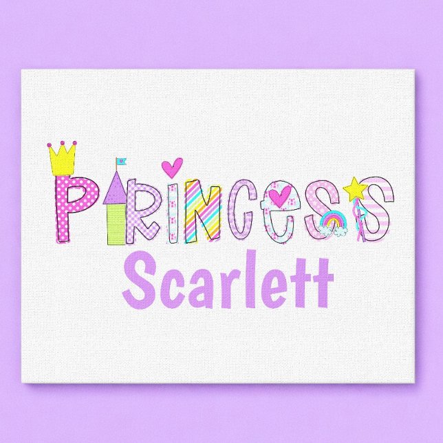 Personalised Princess Alphabet Crown Castle Wand  Canvas Print (Creator Uploaded)