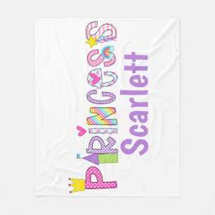 Personalised Princess Alphabet Crown Castle Wand  Fleece Blanket