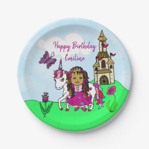 Personalised Princess and Unicorn Birthday Party Paper Plate