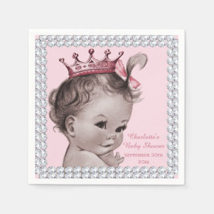 Personalised Princess Baby Shower Faux Diamonds Napkin