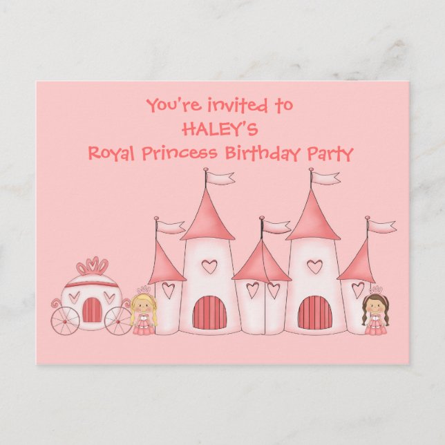 Personalised Princess birthday party invitations (Front)
