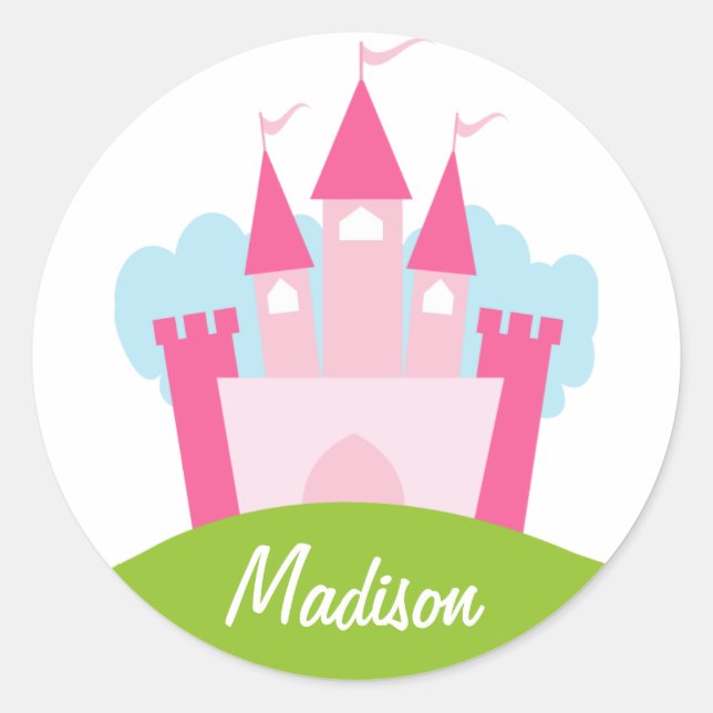 Personalised Princess Castle Classic Round Sticker (Front)