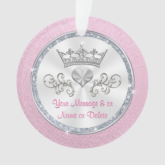 Personalised Princess Christmas Ornaments, Tiara Ornament (Front)