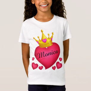 Personalised Princess Crown Hearts T-Shirt