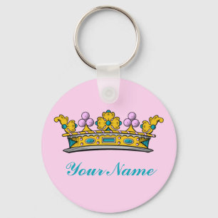 Personalised Princess Crown on Pink Key Ring